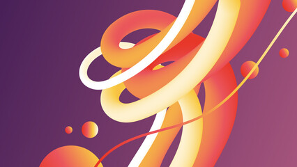 Abstract orange background with lines and curves, 3d colorful fluid gradient design