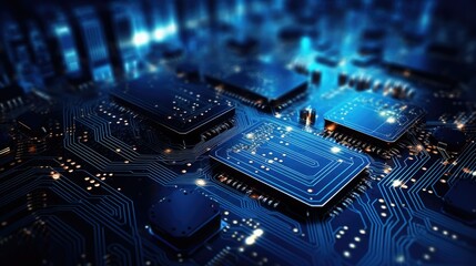 Electronic circuit board with processor, technology illustration