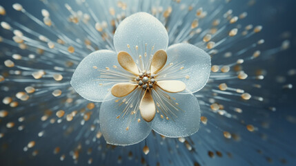 Illustration de fleurs blanches et diamant sur un fond de couleur bleu. Arrière-plan et fond pour conception et création graphique. - obrazy, fototapety, plakaty