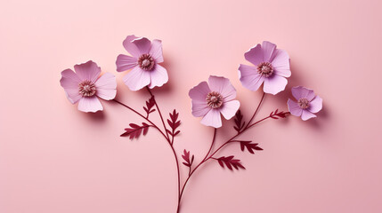 Fototapeta na wymiar Illustration de fleurs roses sur un fond de couleur rose. Arrière-plan et fond pour conception et création graphique.