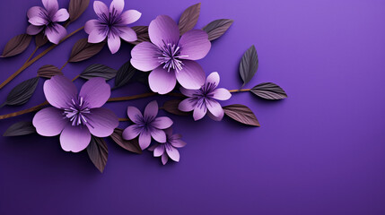 Illustration de fleurs violettes sur un fond de couleur violet. Arrière-plan et fond pour conception et création graphique.