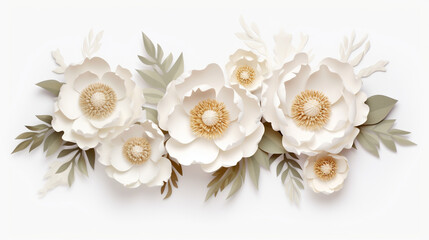 Obraz na płótnie Canvas Illustration de fleurs blanches sur un fond de couleur blanc. Arrière-plan et fond pour conception et création graphique.