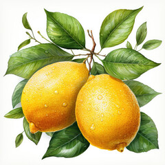 watercolor lemon clipart, generative ai