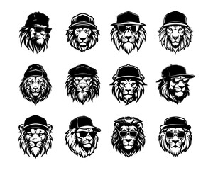 Lion with Hat Vector Illustrations Collection
