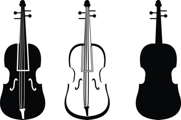 violin with bow icon set. simple vintage music violin vector symbol for mobile app, and website UI design. © Rabia