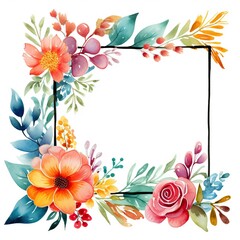 Obraz premium Watercolor floral decoration , floral frame on white background.