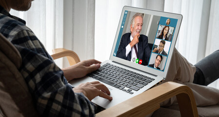 Fototapeta na wymiar Business people on video conference for modish virtual group meeting of corprate business office workers