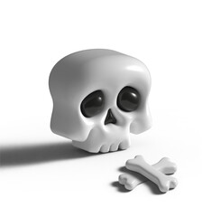 illustrated human skull on transparent background