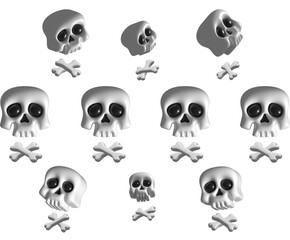 illustrated skulls on transparent background