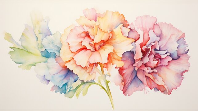  a painting of two flowers on a white background with watercolors.  generative ai