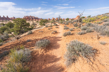hiking the chesler park loop trail, canyonlands national park, usa