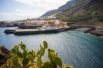 Small town of Garachico on the northern coast of Tenerife. Canary Islands, Spain. View from observation deck - Mirador del Emigrante.