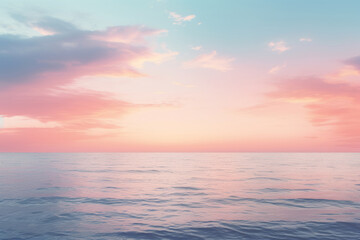 Fototapeta premium Soft pastel sunset over the ocean. Calming background. Generative AI