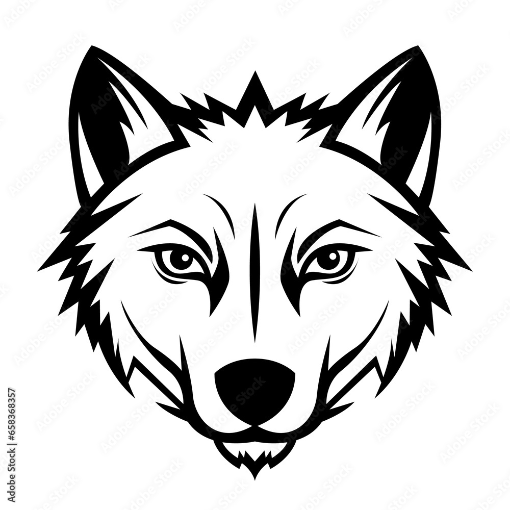 Sticker wolf mascot logo icon face emblem flat vector illustration