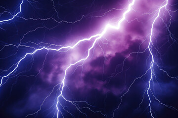 Flash of lightning on dark background. Thunderstorm. Generative AI