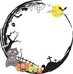 Halloween scary frame on transparent background.