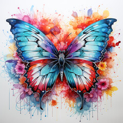 butterfly on rainbow watercolor style - 658369770