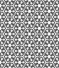 Black and white seamless abstract pattern. Background and backdrop. Grayscale ornamental design. Mosaic ornaments. Vector graphic illustration. EPS10.