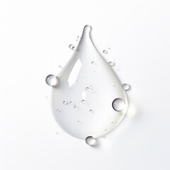 Drops of transparent dew, rain or water on a white surface. AI generated