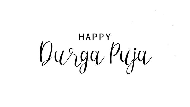 Happy Durga Puja Text Animation. Great for Durga Puja Celebrations, lettering with alpha or transparent background, for banner, social media feed wallpaper stories