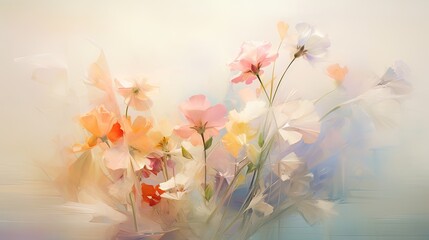 a painting of a bunch of flowers in a glass vase.  generative ai