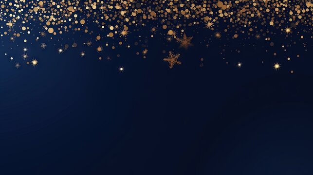  a blue background with gold stars and snowflakes on it.  generative ai
