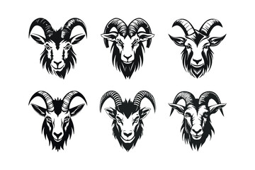 Head Goat Vector Illustrations Collection
