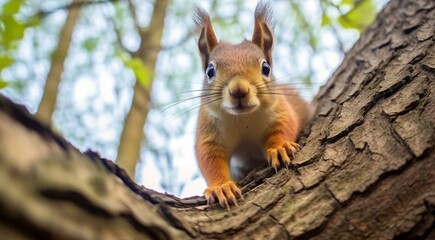close-up of cute squirrel in the park, cute squirrel in the forest, squirrel in the woods, close-up of pretty squirrel