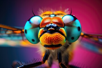 Macro shots of colorful dragonfly insects - obrazy, fototapety, plakaty