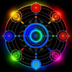  Patterned energy mandala, circular pattern, kaleidoscope.