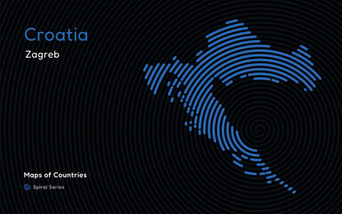 Creative map of Croatia. Political map. Zagreb. Capital. World Countries vector maps series. Spiral fingerprint series	
 - obrazy, fototapety, plakaty