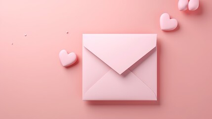  a pink envelope with hearts on a pink background with a pink background.  generative ai - obrazy, fototapety, plakaty