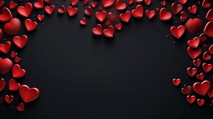  a bunch of red hearts floating in the air on a black background.  generative ai
