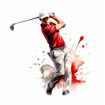 Golf player watercolor painted ilustration