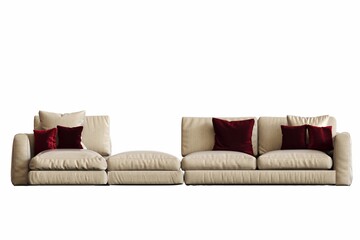 comfortable soft sofa isolated on white background, interior furniture, 3D illustration, cg render