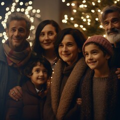 Fototapeta premium Christmas Family Gathering, Holiday Gathering Generative AI