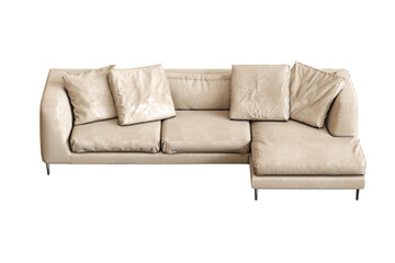 comfortable soft sofa isolated on transparent background, interior furniture, 3D illustration, cg render