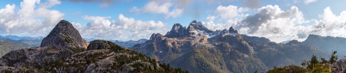 Rocky Mountain Landscape in British Columbia, Canada. Sunny Cloudy Fall Season.