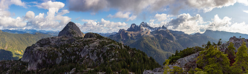 Fototapeta na wymiar Rocky Mountain Landscape in British Columbia, Canada. Sunny Cloudy Fall Season.