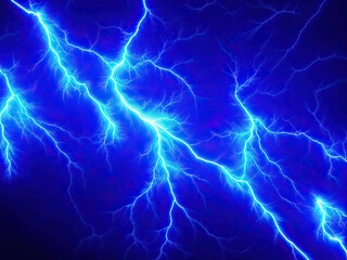 Electric background blue lightning on a black background.