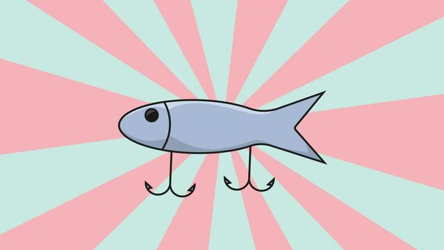 Animation of forming a fishing lure with a rotating background