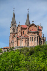 View on Basilica de Santa Maria la Real de Covadonga, Asturias, North of Spain