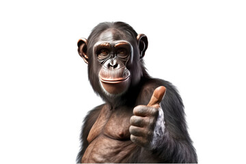 A monkey giving a thumbs up isolated  on transparent background. generative ai - obrazy, fototapety, plakaty