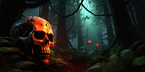Obraz na płótnie Canvas Scary Halloween skull zombie