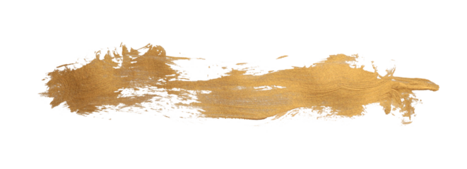 PNG Grunge Gold ink color smear brush stroke stain line blot on transparent background.