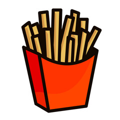 box of french fries flat vector illustration clipart isolated on white background