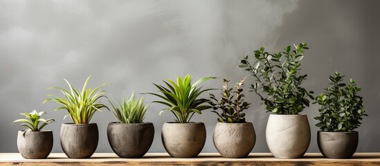 Eco friendly handmade plant decor with natural and recyclable materials like concrete and cement