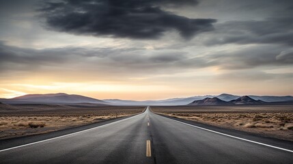 the landscape of the road in the desert