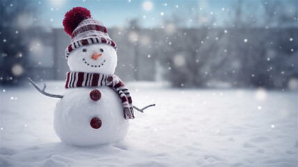 Fototapeta premium snowman on the snow