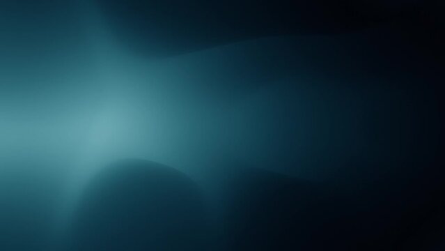 Abstract dark turquoise blue colored volumetric light loop animation. Blue background with texture curved lines. 